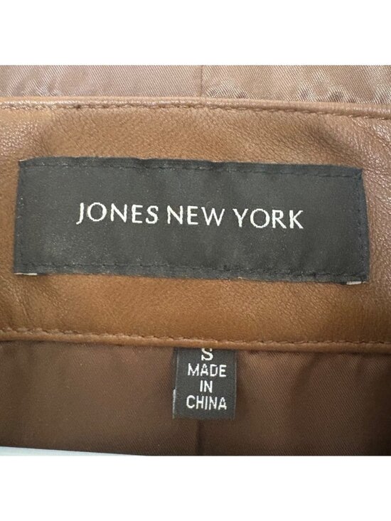 Jones New York Brown Genuine Leather Blazer Jacket Women’s Small Tailored - Picture 4 of 8